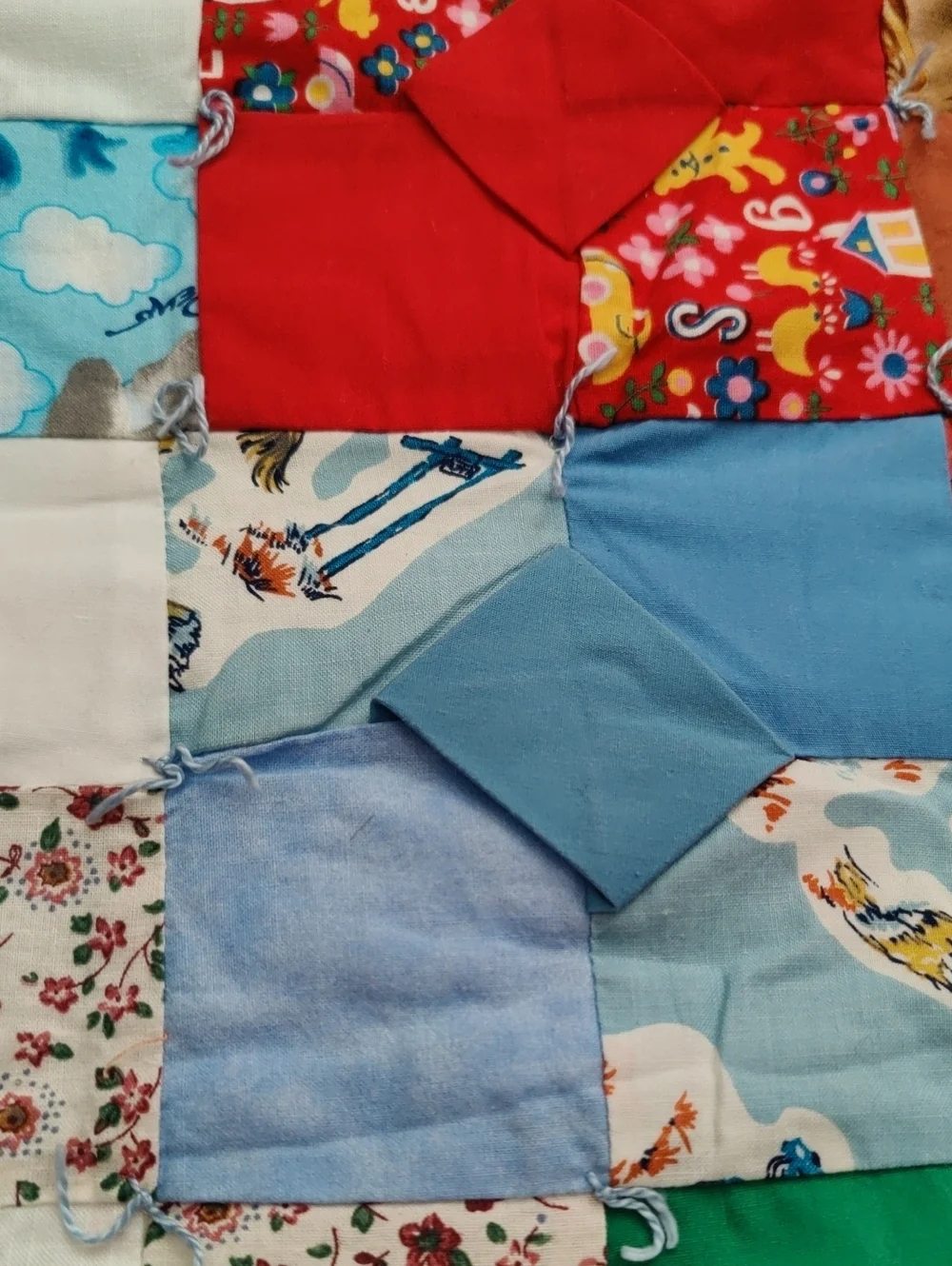 Colorful Patchwork Handmade Quilt Throw Y2K Cottagecore Vintage Retro Cotton